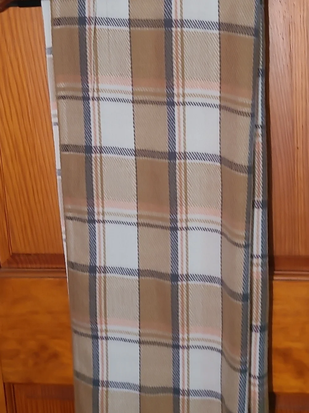 Plaid Fringe Wrap Scarf in Camel and Cream NWOT